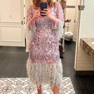 ASOS lilac sequin and faux feather dress